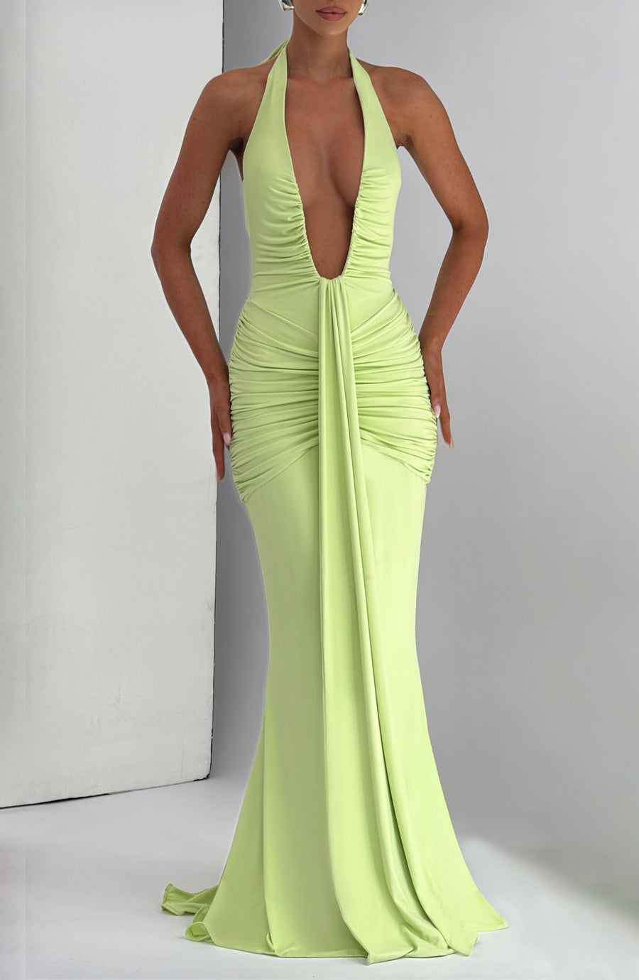 Vestido Largo Verde Lima – Estilo Glamour y Sensual